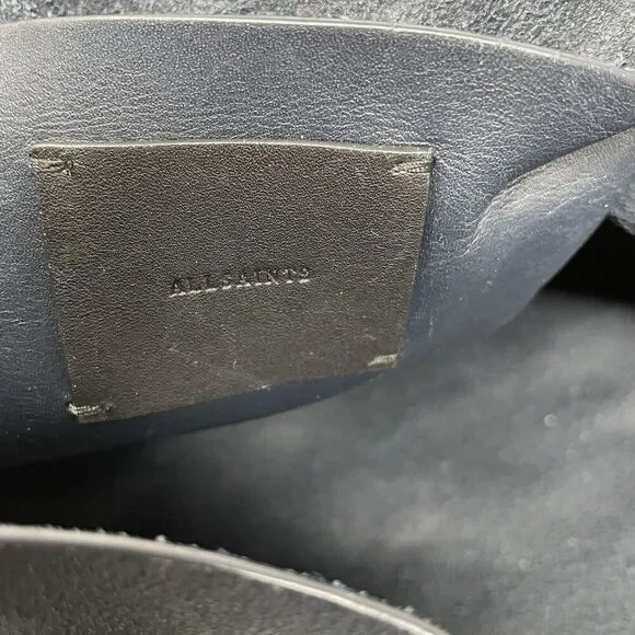 ALLSAINTS Captains Tote Women Navy Blue Leather Bag Shoulder Strap Chain Purse - Picture 16 of 16